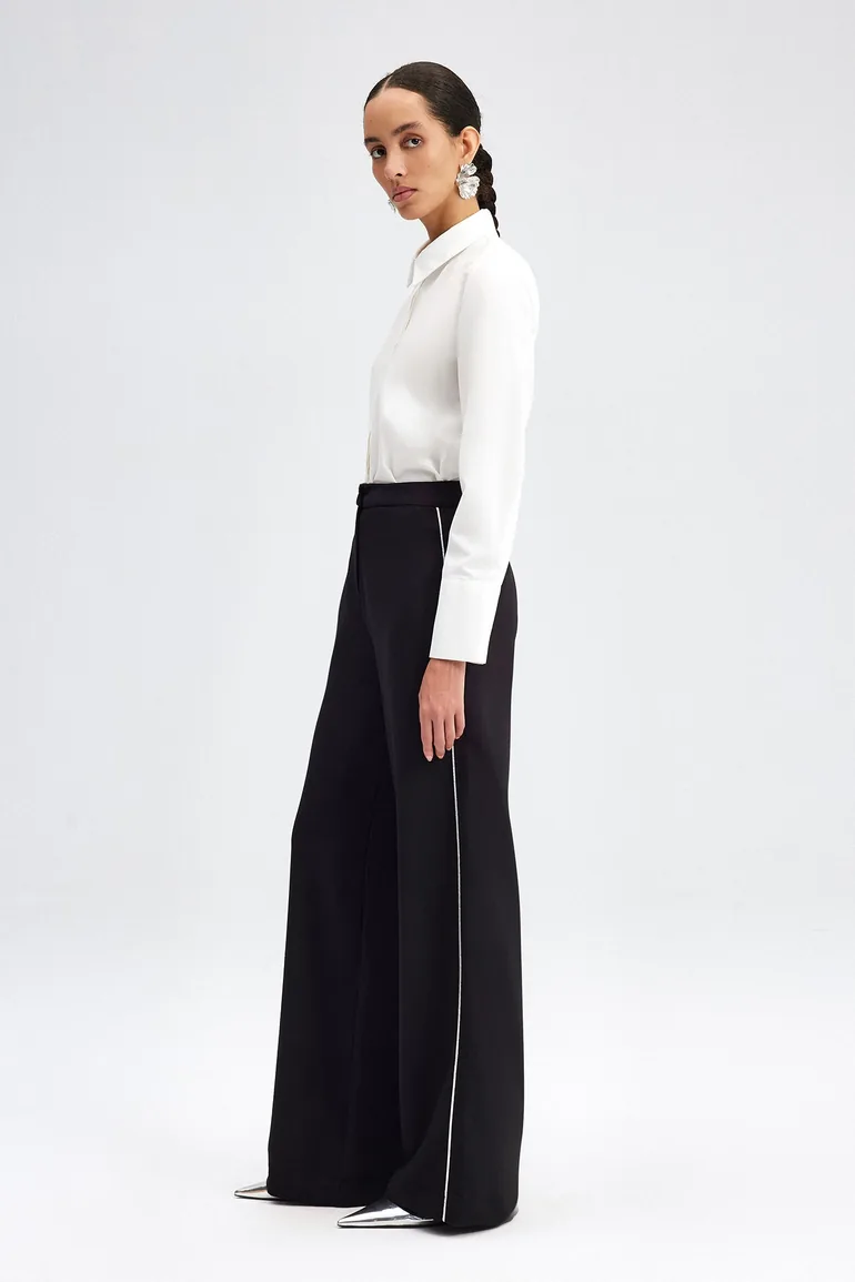 CREPE PANTS WITH TRIM DETAIL - 2