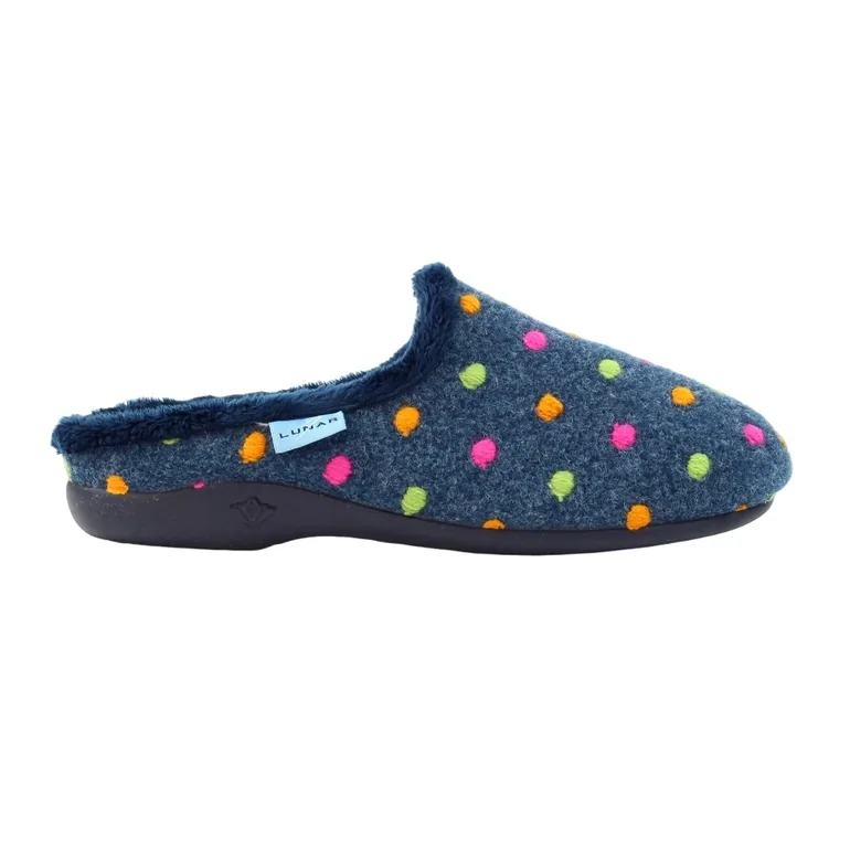 Lunar Womens/Ladies Peanut Mule Slippers - Navy - 2