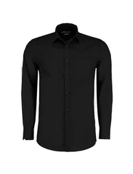 Kustom Kit Mens Poplin Tailored Long-Sleeved Formal Shirt - Black