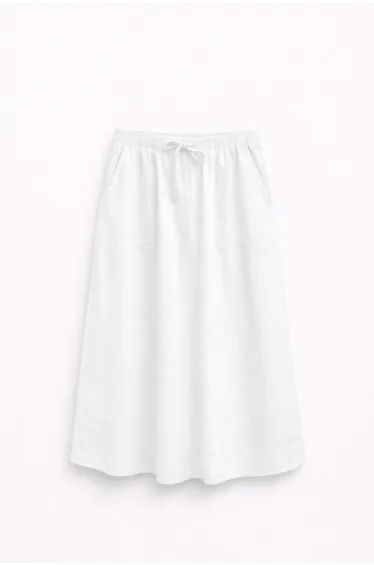 Mixray High-Waisted Poplin Skirt with Drawstring Detail
