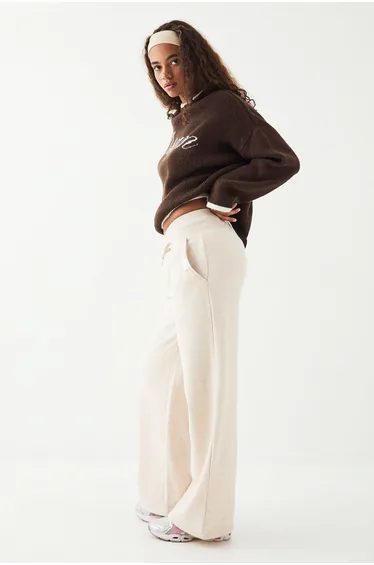 DSGN Studio Deep Waistband Wide Leg Jogger - oatmeal