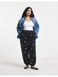 Mono Spot Linen Mix Balloon Trouser - 1