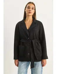 LUCCI Faux Suede Button-Up Jacket