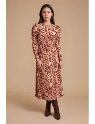 Petite Animal Keyhole Jersey Midi Dress