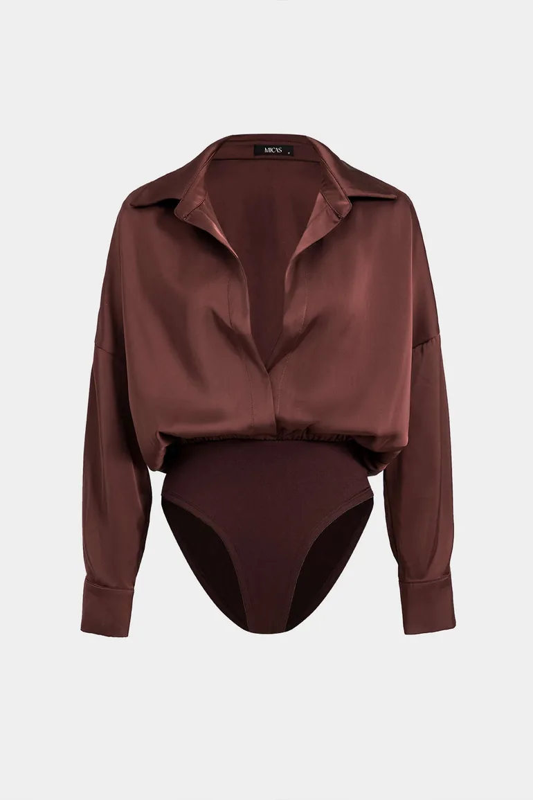 Patchwork Satin Bodysuit - 2
