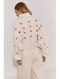 Cut Out Detail Balloon Sleeve Knitted Jumper - 1