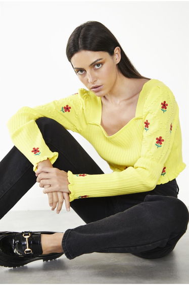 Yellow Floral-Print Long-Sleeve Jumper product thumbnail 4