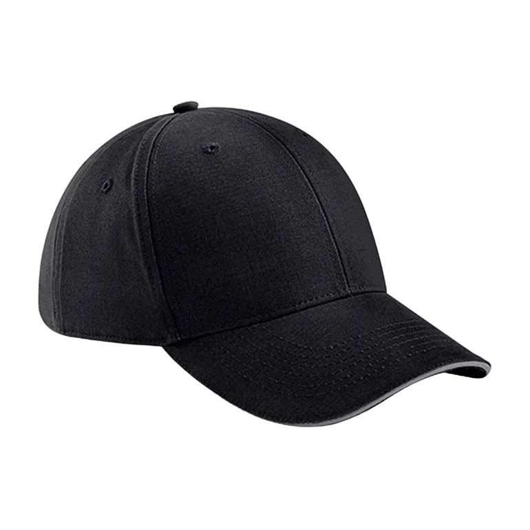 Beechfield Athleisure 6 Panel Baseball Cap - Black/Graphite Grey