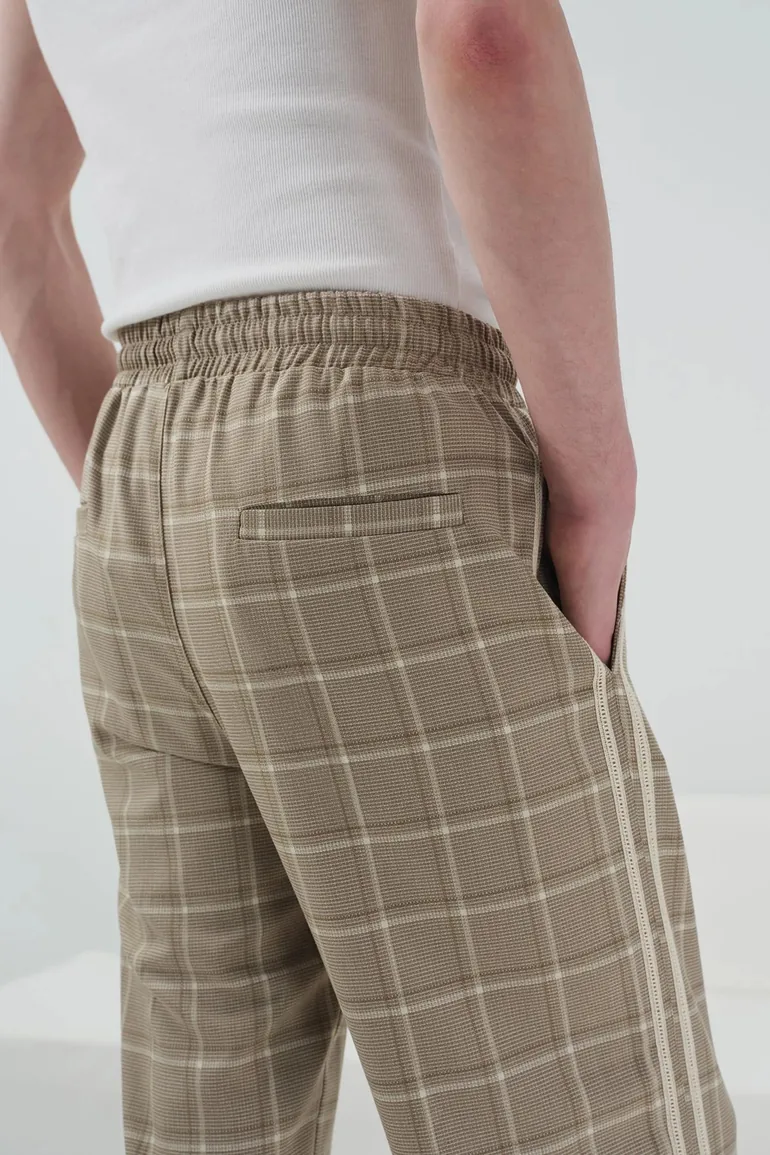 GIESTO Plaid Straight Leg Pants with Elastic Waist - 4