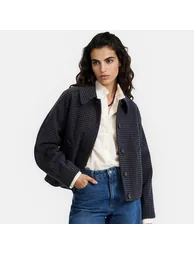 Houndstooth Check Collared Jacket - 1