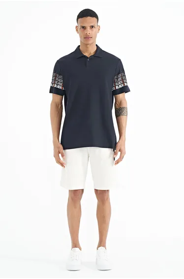 TOMMY Men's Cotton Polo Collar Printed T-Shirt