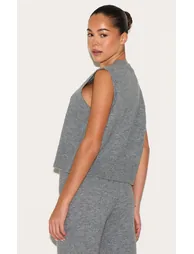 Charcoal Marl Soft Knit High Neck Sleeveless Top - 2
