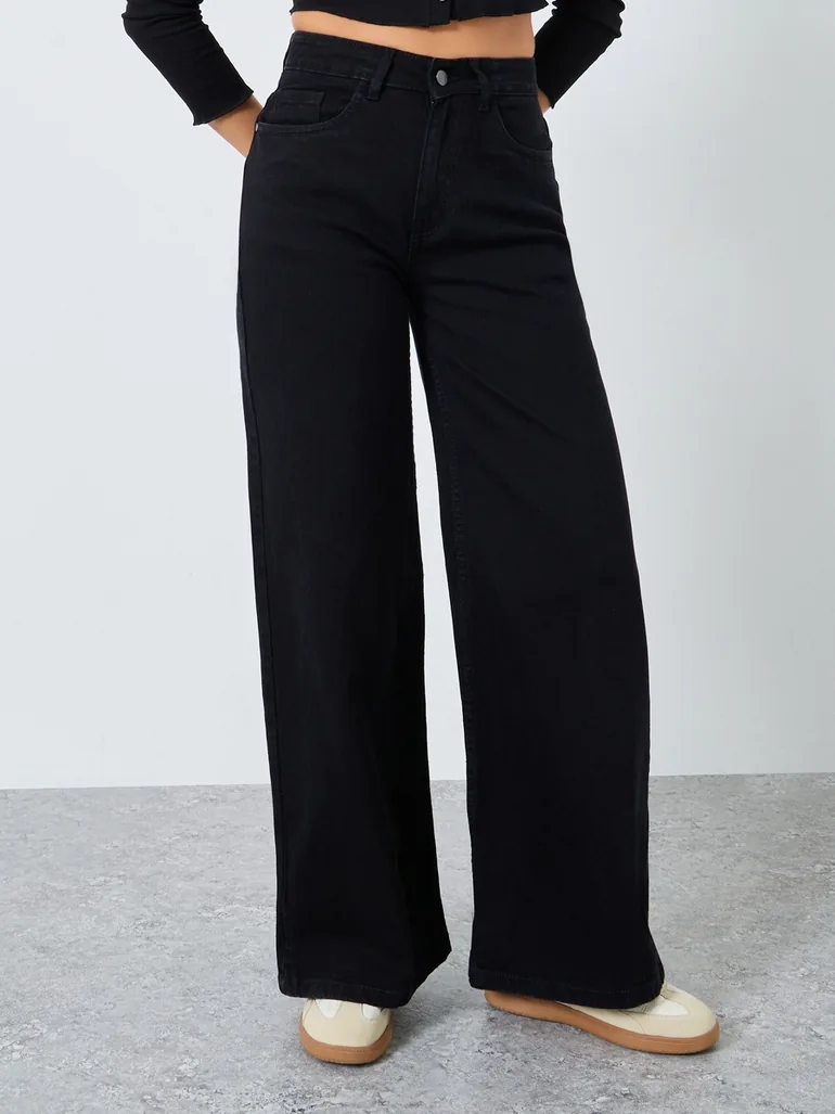High Waist Wide Leg Jeans - 1
