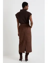 Faux Suede Pencil Skirt - 2