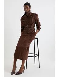 Faux Suede Pencil Skirt
