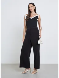 Black Contrast Trim Strappy Cami Top - 1
