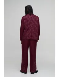 Embellished Wrap Buckle Blazer - red - 1