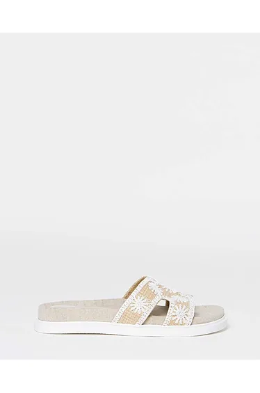 Embroidered Woven Sandals Wide
