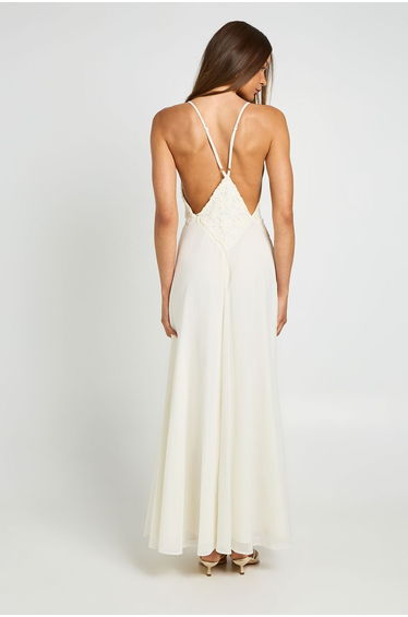 Chiffon Applique Detail Floaty Maxi Dress - white product thumbnail 2