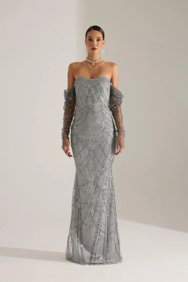 Lineta Beaded Evening Dress