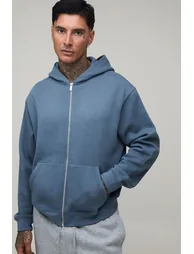 Tall Essential Oversized Boxy Zip Through Hoodie - vintage blue