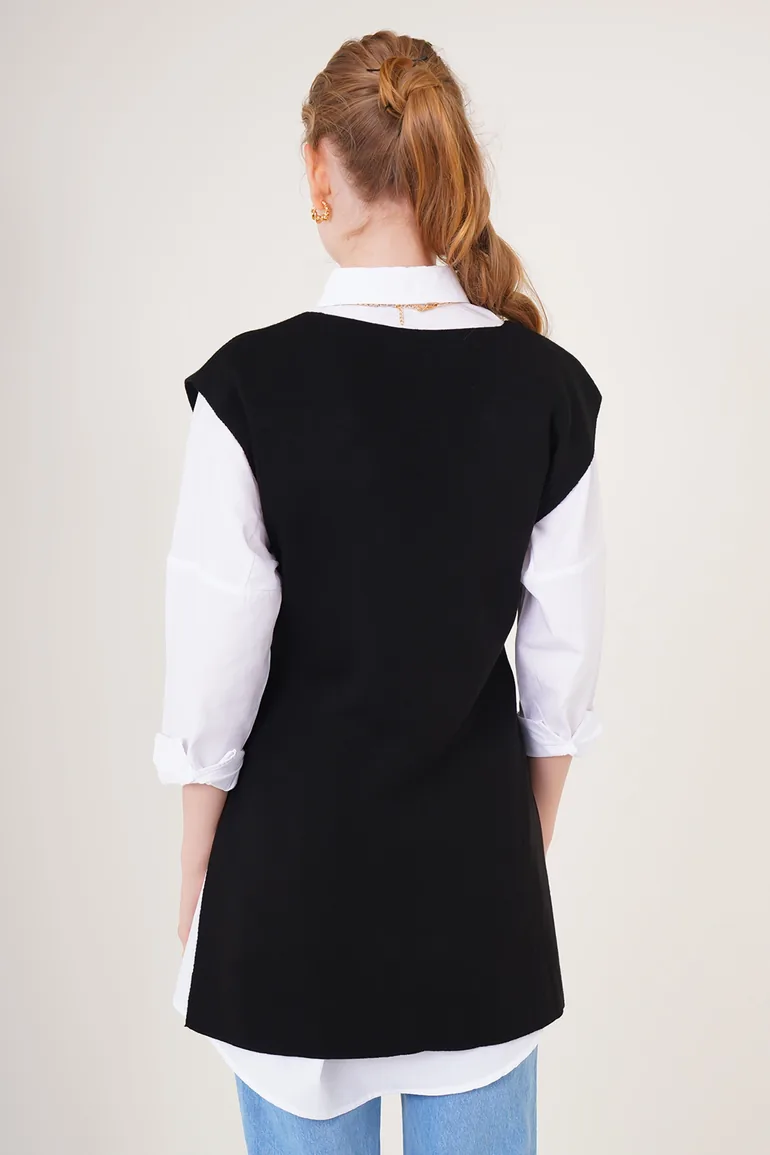 BDART V-Neck Acrylic Knit Sweater Vest with Tie Closure - 4