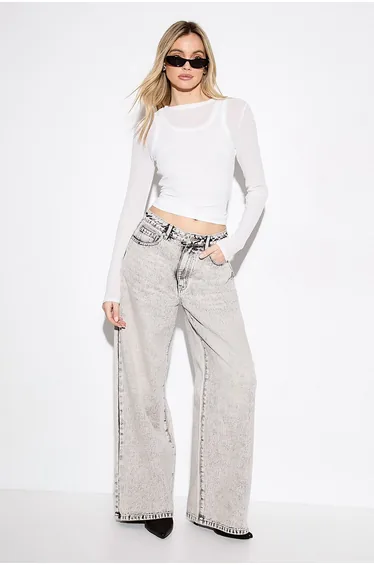 Premium Distressed Wash Seam Front Boyfriend Jeans