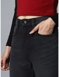 Women Black High-Rise Straight Leg Jeans - 4