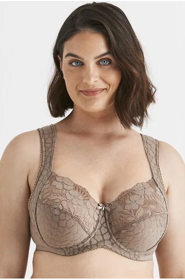 Jacquard Full Cup Bra with Lace