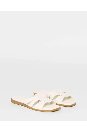 Woven Flat Mule Sandals Extra Wide