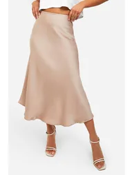Petite Satin Midaxi Skirt - taupe - 3