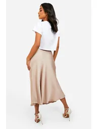Petite Satin Midaxi Skirt - taupe - 1