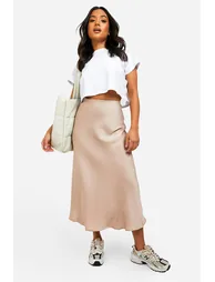 Petite Satin Midaxi Skirt - taupe - 2