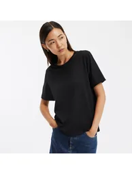 Cotton Crew Neck T-Shirt with Short Sleeves - 1