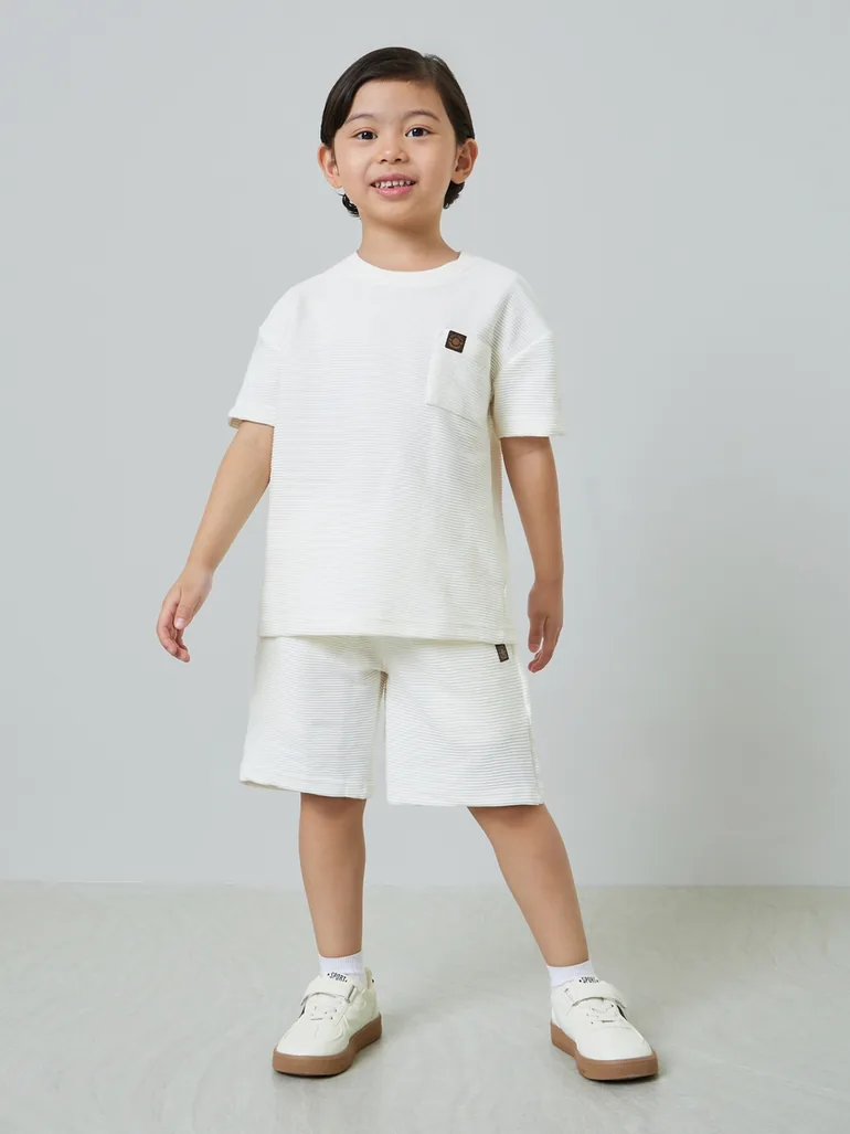 Boys Textured Oversized T-Shirt and Shorts Set