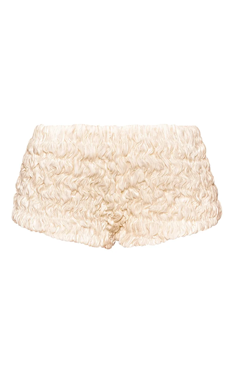 Cream Bubble Shirred Hot Pants - 5