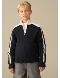 Bryan Blocked Zip Neck Jumper
