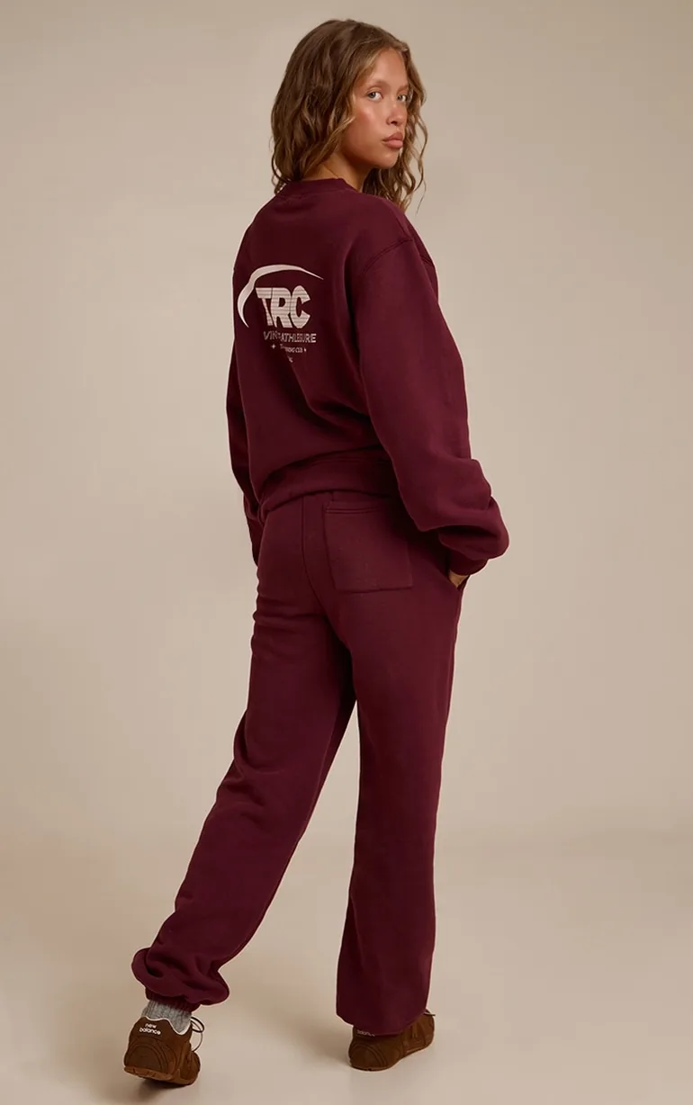 Burgundy Run Club Cotton Fleece Cuffed Sweatpants - 2