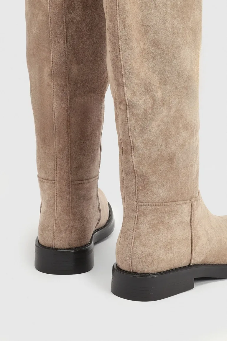 Gorgia High Leg Faux Suede Low Block Heel Boots - 1