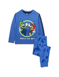 Super Mario Boys Luigi Pyjama Set - Blue/Green/White - 2