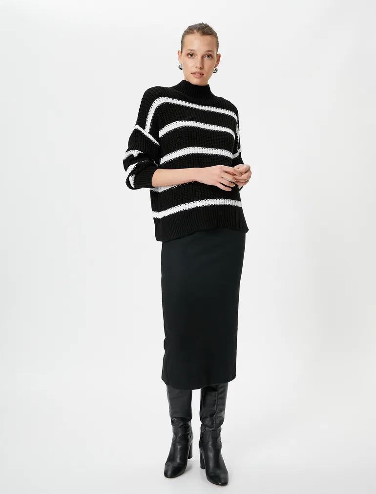 Jersey Medium Rise Midi Pencil Skirt - 2
