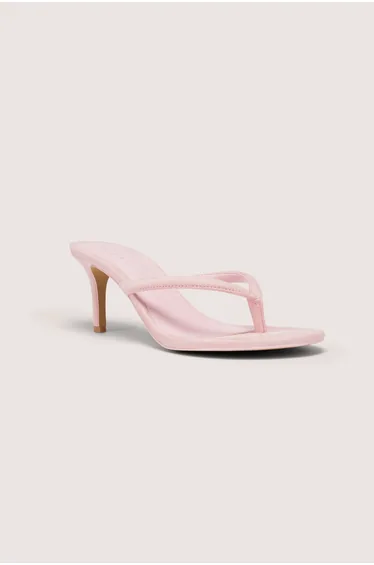 Heeled Thong Sandals in Pink
