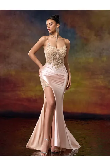 Modecrush Sequin Appliqué Embroidered Dress