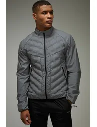 Man Active Reflective Quilted Jacket - grey