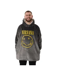 Nirvana Mens Logo Blanket Hoodie - Grey