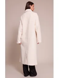 Ecru Boucle Double Breasted Maxi Coat - 1
