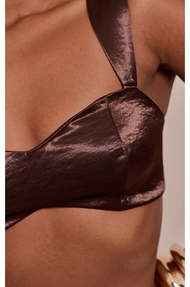 Chocolate Hammered Satin Bralette product thumbnail 4