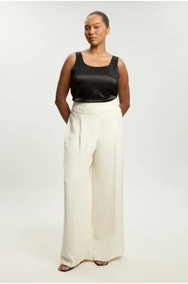 Plus Size Satin Back Crepe Tailored Wide Leg Trouser
