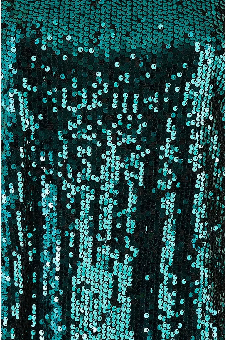 Yumi Green Sequin Tunic Dress With Balloon Sleeves - 4
