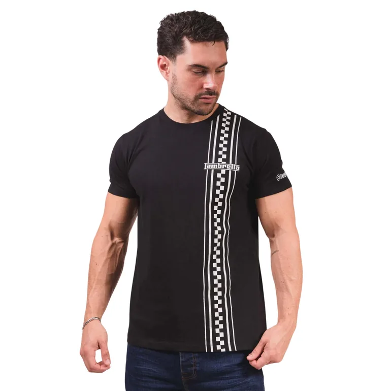 Lambretta Mens Striped Two Tone T-Shirt - Black